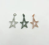 18K Gold Shooting Star Charm, Micro Pave CZ Star Pendant, Star Charm for Bracelet Necklace Jewelry Making, 31x19mm, CP057