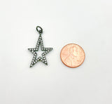 18K Gold Shooting Star Charm, Micro Pave CZ Star Pendant, Star Charm for Bracelet Necklace Jewelry Making, 31x19mm, CP057