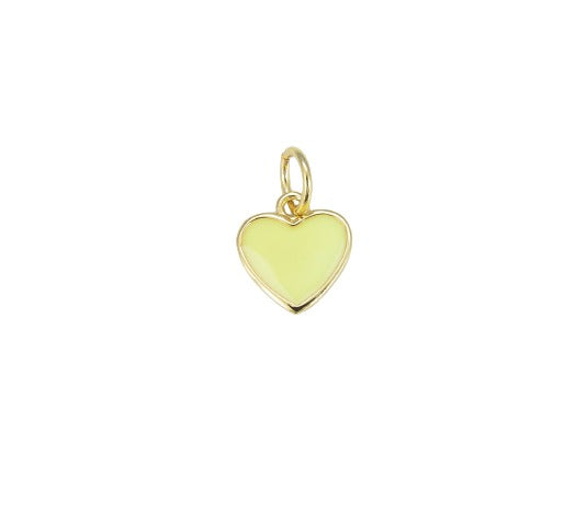 18K Gold Filled Mini Enamel Heart Charm in White, Black, Pink, Navy, Green, Turquoise Blue, Red, Enamel Charms, Gold Filled Over Brass Heart Charm, CP1104