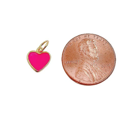 18K Gold Filled Mini Enamel Heart Charm in White, Black, Pink, Navy, Green, Turquoise Blue, Red, Enamel Charms, Gold Filled Over Brass Heart Charm, CP1104