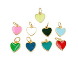 18K Gold Filled Mini Enamel Heart Charm in White, Black, Pink, Navy, Green, Turquoise Blue, Red, Enamel Charms, Gold Filled Over Brass Heart Charm, CP1104