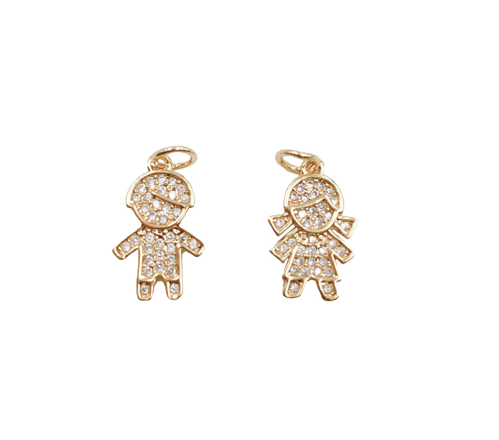 24K Gold Filled Boy and Girl Charm Pendant, CP1181