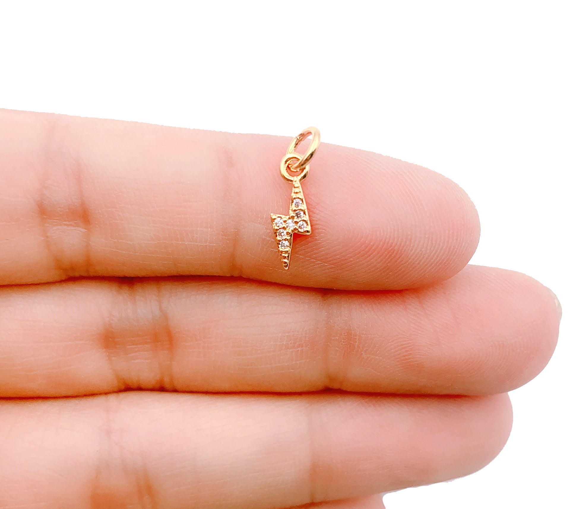 18K Gold Filled Dainty Lightning Charm Pendant, CP1197