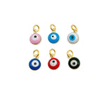 18K Gold Filled Enamel Evil Eye Charm, Evil Eye Pendant Mini Round Evil Eye Charm for bracelet Necklaces Earrings Jewelry, CP1291