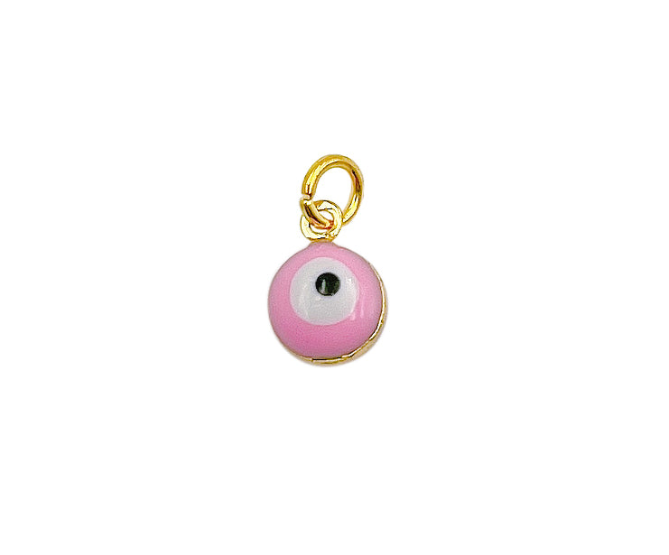 18K Gold Filled Enamel Evil Eye Charm, Evil Eye Pendant Mini Round Evil Eye Charm for bracelet Necklaces Earrings Jewelry, CP1291