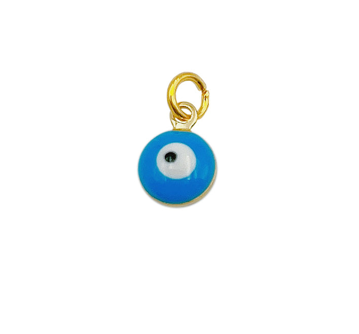 18K Gold Filled Enamel Evil Eye Charm, Evil Eye Pendant Mini Round Evil Eye Charm for bracelet Necklaces Earrings Jewelry, CP1291