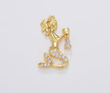 1pc Gold Filled Micro Pave CZ Mermaid Pendant Charm, Micro Pave CZ Mermaid Heart Pendant Charm, Pendant for DIY Jewelry, 26x15mm, CP1689