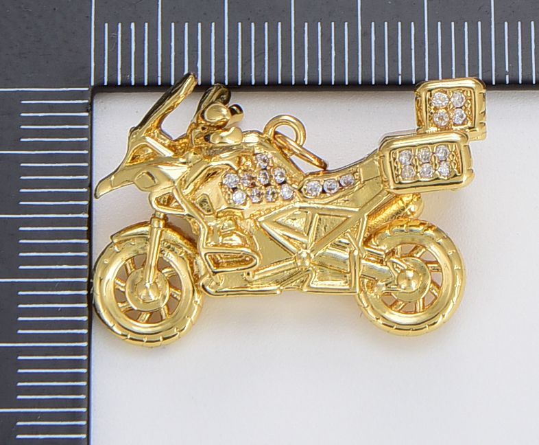 Gold Filled Motorcycle Charm, 3D Motorcycle Pendant, BMW R 1250 GS Adventure Bike, Biker Charm, Detailed Motorcycle Pendant, CP1690