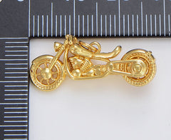 Gold Filled Motorcycle Charm, Gold Harley Davidson Bike, 3D Motorcycle Pendant, Biker Charm, Detailed Motorcycle Pendant, 28x11mm, CP1691