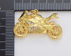 Dainty Gold Filled Motorcycle Charm, 3D Motorcycle Pendant, Sports Bike Charm, Biker Charm, Detailed Motorcycle Pendant, 29x18mm, CP1692