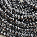 Black Terahertz Faceted Rondelle Shape Beads, Black Terahertz Rondelle Beads, Terahertz Faceted Beads, 15.5" Full Strand PRP658