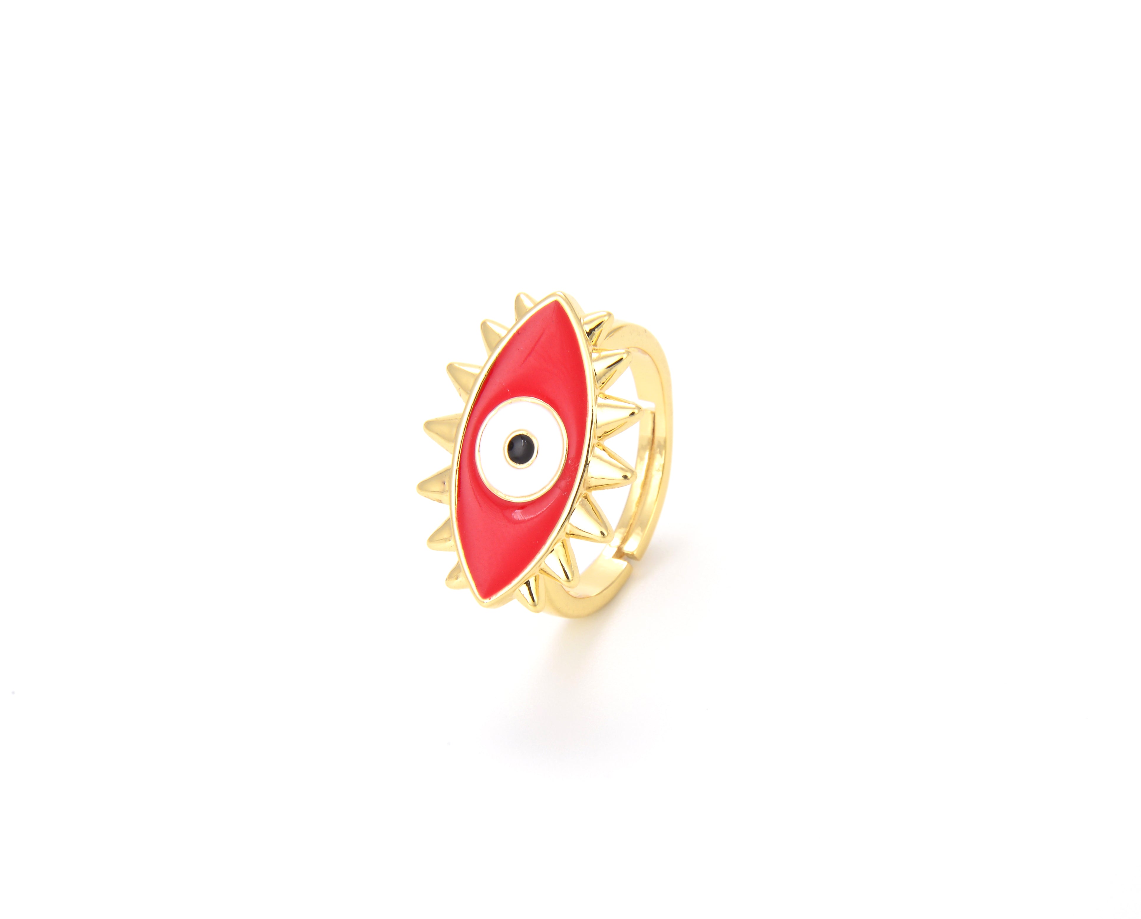 Enamel Evil Eye Ring, Adjustable Ring, Resizable, 21x21mm, RG002