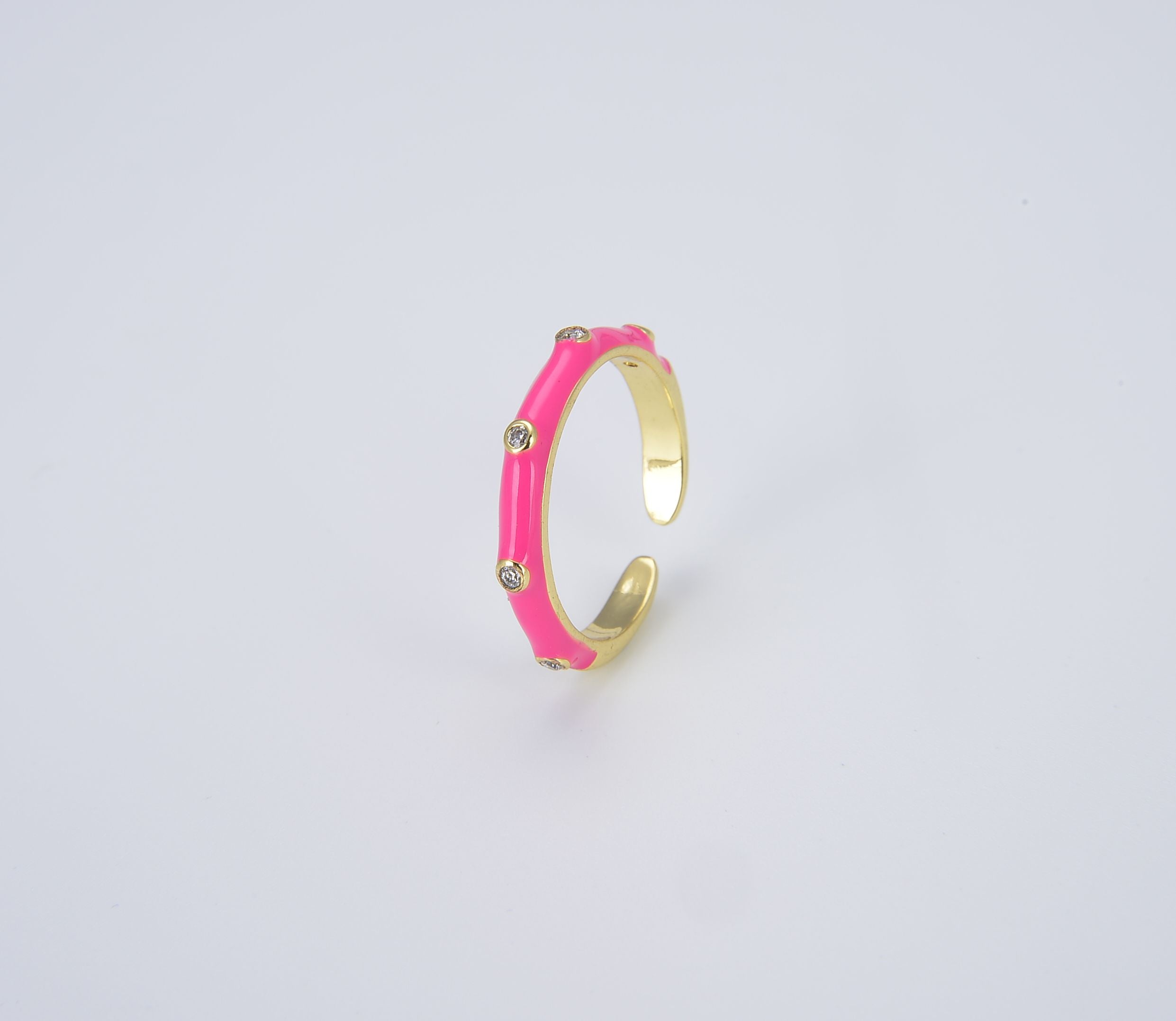 Colorful Enamel Ring, Multicolor Enamel Band Rainbow Ring, Enamel Stacking Ring Open Ring Adjustable Ring Pink Green White Neon Ring, RG032