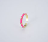 Colorful Enamel Ring, Multicolor Enamel Band Rainbow Ring, Enamel Stacking Ring Open Ring Adjustable Ring Pink Green White Neon Ring, RG032