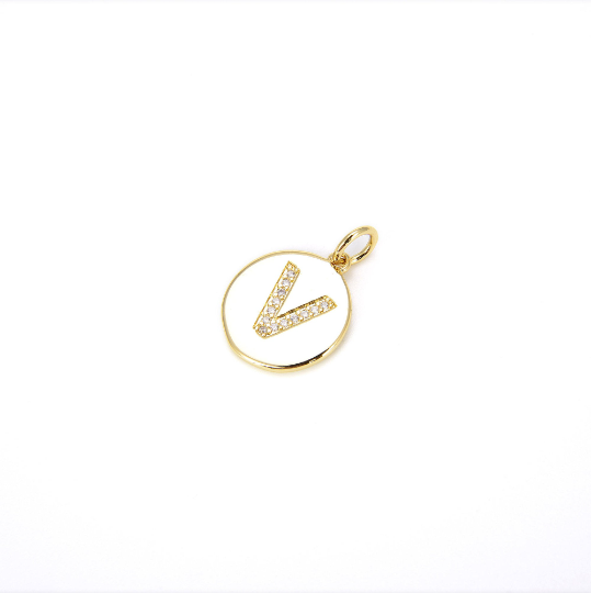 24K Gold CZ Alphabet Letters Pendant, CP403