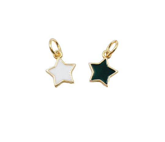 Enamel Star Gold Filled Black White Pink Charm Pendant, CP1103