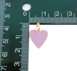14K Gold Filled Lavender Enamel Heart Charm Pendant, Enamel Heart Pendant, Gold Over Brass, Heart Gold Charm, 15mm/25mm/34mm, CP1263