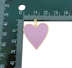 14K Gold Filled Lavender Enamel Heart Charm Pendant, Enamel Heart Pendant, Gold Over Brass, Heart Gold Charm, 15mm/25mm/34mm, CP1263