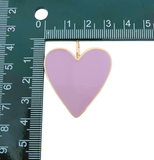 14K Gold Filled Lavender Enamel Heart Charm Pendant, Enamel Heart Pendant, Gold Over Brass, Heart Gold Charm, 15mm/25mm/34mm, CP1263