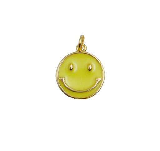 18K Gold Filled Enamel Happy Face Charm, Smiley Happy Face Charms, Light Blue Green Pink White Dainty Smile charm Emoji Charm DIY CP1311