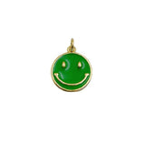 18K Gold Filled Enamel Happy Face Charm, Smiley Happy Face Charms, Light Blue Green Pink White Dainty Smile charm Emoji Charm DIY CP1311