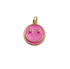 18K Gold Filled Enamel Happy Face Charm, Smiley Happy Face Charms, Light Blue Green Pink White Dainty Smile charm Emoji Charm DIY CP1311