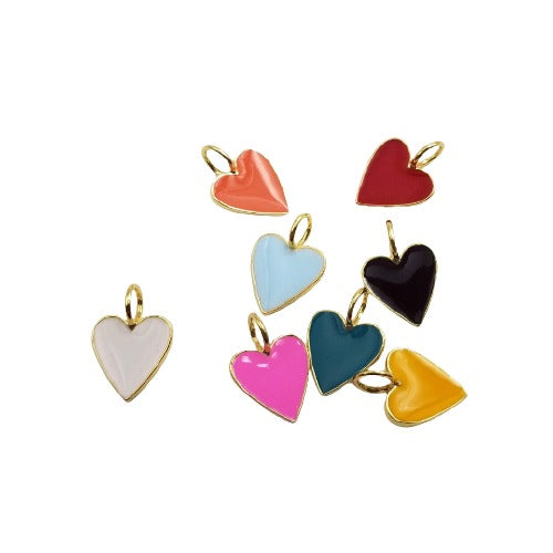 22K Gold Filled Neon Heart Charms, Enamel Heart Pendant for Necklace Earring Component in Red White Yellow Orange Pink, 15/24/33mm, CP965