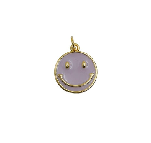 18K Gold Filled Enamel Happy Face Charm, Smiley Happy Face Charms, Light Blue Green Pink White Dainty Smile charm Emoji Charm DIY CP1311