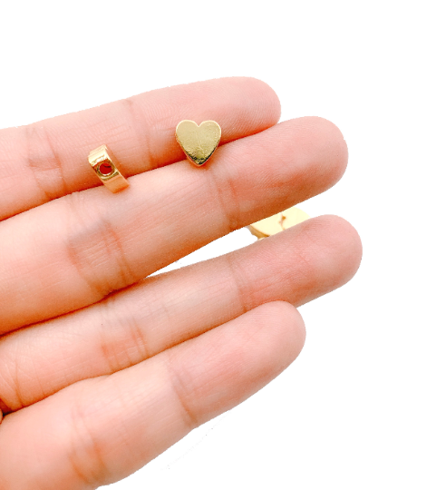 22K Gold Filled Plated Heart Bead, Shiny Gold Plated Heart Beads, Spacer Beads, 8mm Gold Heart Bead, BD050