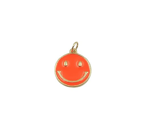 18K Gold Filled Enamel Happy Face Charm, Smiley Happy Face Charms, Light Blue Green Pink White Dainty Smile charm Emoji Charm DIY CP1311