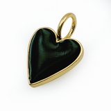 14K Gold Filled Enamel Heart Charm in Black, Bangle Charms, Enamel Charms, Black Enamel Heart Charm, Gold Filled Over Brass, 14/24/34mm, CP1223