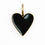 14K Gold Filled Enamel Heart Charm in Black, Bangle Charms, Enamel Charms, Black Enamel Heart Charm, Gold Filled Over Brass, 14/24/34mm, CP1223