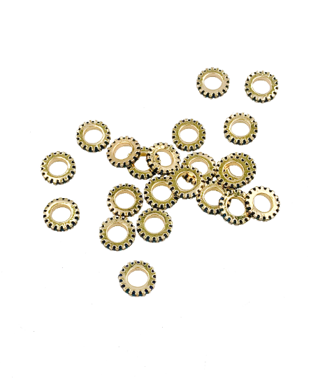 14K Gold CZ Micro Pave Rondelle Big Hole Spacer Beads