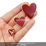 White Red and Lavender Heart Enamel Charm Pendant Tiny Necklace Gotbead Charm up to Large Size 18K/24K Gold Filled Plate Jewelry Making, CP679