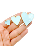 24K Gold Light Blue Enamel Heart Charm Pendant, CP620