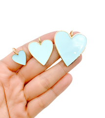 24K Gold Filled Light Blue Enamel Heart Charm Pendant, Enamel Heart Charm, Heart Pendant, Small Heart Necklace, Small, Medium, Large, CP620