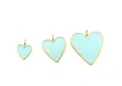 24K Gold Filled Light Blue Enamel Heart Charm Pendant, Enamel Heart Charm, Heart Pendant, Small Heart Necklace, Small, Medium, Large, CP620