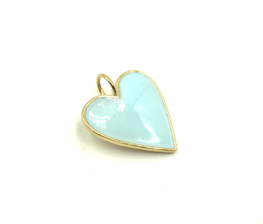 24K Gold Filled Light Blue Enamel Heart Charm Pendant, Enamel Heart Charm, Heart Pendant, Small Heart Necklace, Small, Medium, Large, CP620