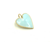 24K Gold Light Blue Enamel Heart Charm Pendant, CP620