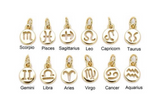 18K Gold Filled Filled Zodiac Sign Necklace, Gold Zodiac Necklace, Gold Zodiac Charm, Zodiac Bracelet, Zodiac Pendants, DIY, 9x7mm, CP402