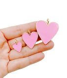 22K Gold Filled Pink Enamel Heart Charm Pendant, Enamel Heart Pendant, Gold Over Brass, Heart Gold Charm, 15mm/25mm/37mm, CP965A