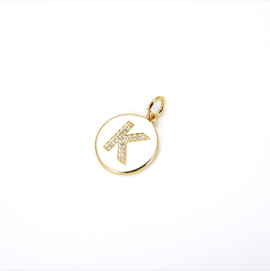 24K Gold CZ Alphabet Letters Pendant, CP403