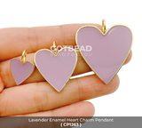 White Red and Lavender Heart Enamel Charm Pendant Tiny Necklace Gotbead Charm up to Large Size 18K/24K Gold Filled Plate Jewelry Making, CP679