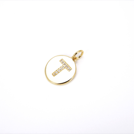 24K Gold CZ Alphabet Letters Pendant, CP403