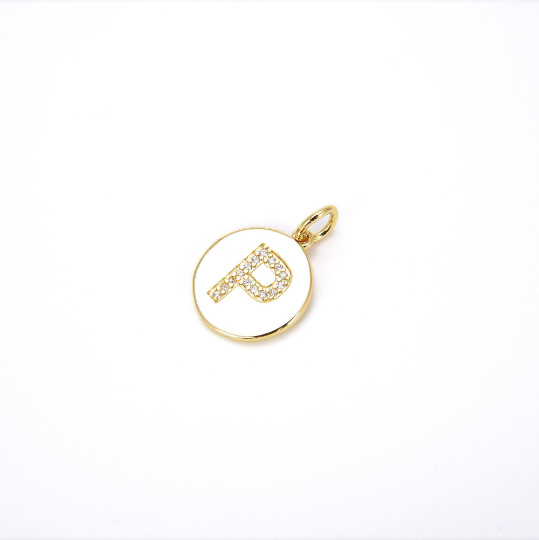 24K Gold CZ Alphabet Letters Pendant, CP403