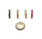 14K Gold CZ Micro Pave Rondelle Big Hole Spacer Beads