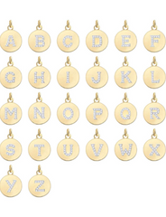 24K Gold CZ Alphabet Letters Pendant, CP403