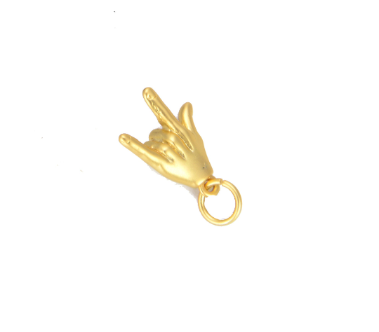 14K Gold Plated I Love You Hand Sign Charm Pendant, CP702