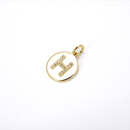 24K Gold CZ Alphabet Letters Pendant, CP403