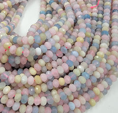 Faceted Natural Pastel Pink Morganite Pink Aquamarine Beryl Rondelle Beads 6x4mm Real Genuine Gemstone 15.5" Full Strand PRP656